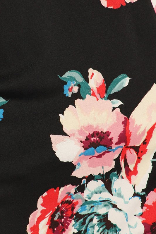 Plus Size Floral Short Sleeve Cardigan