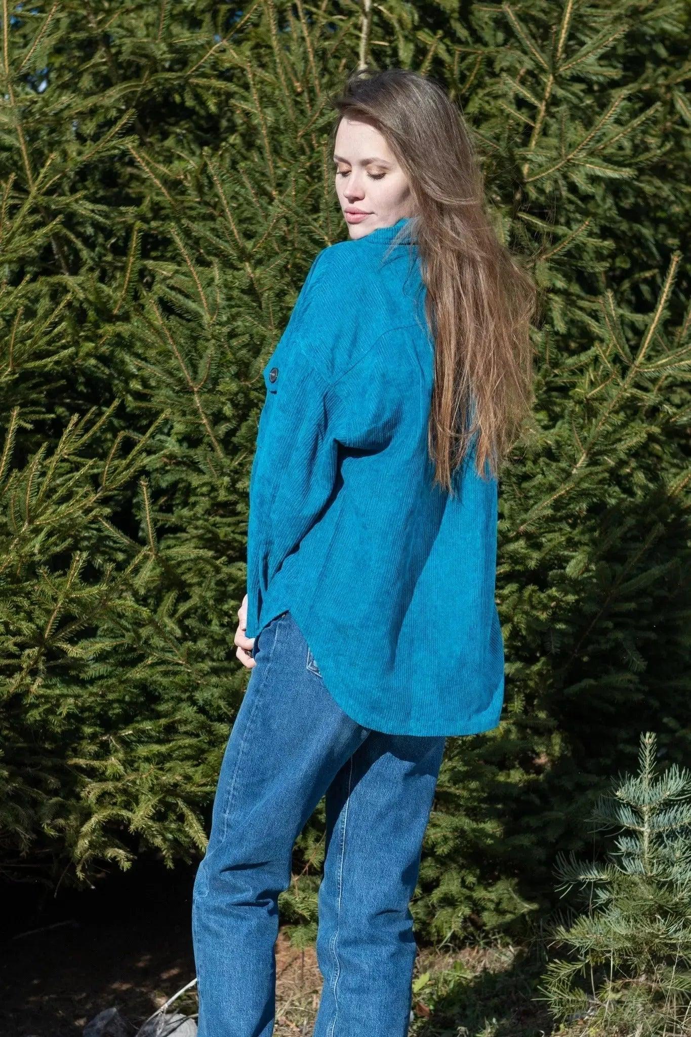 Corduroy Shacket with Pockets