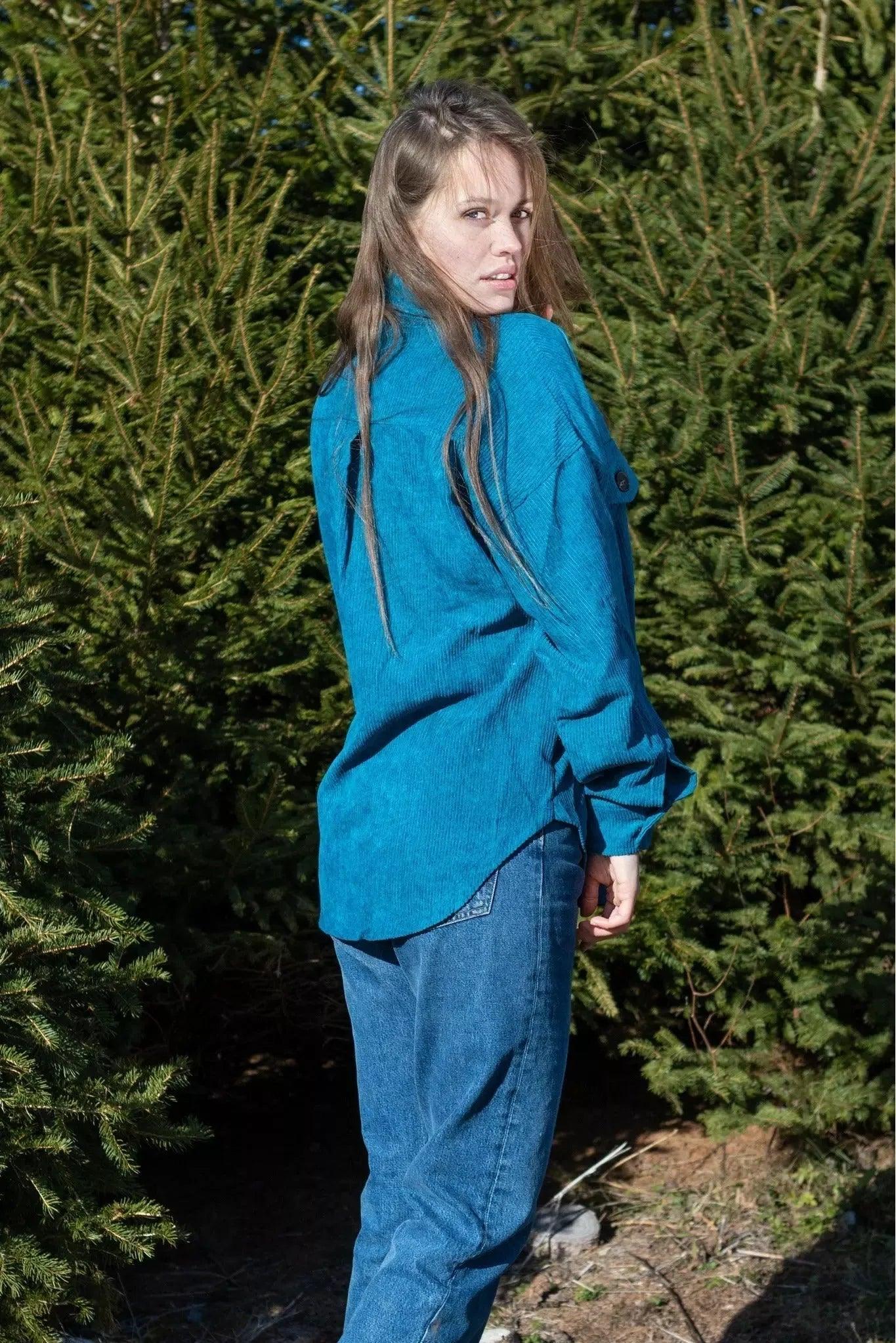 Corduroy Shacket with Pockets